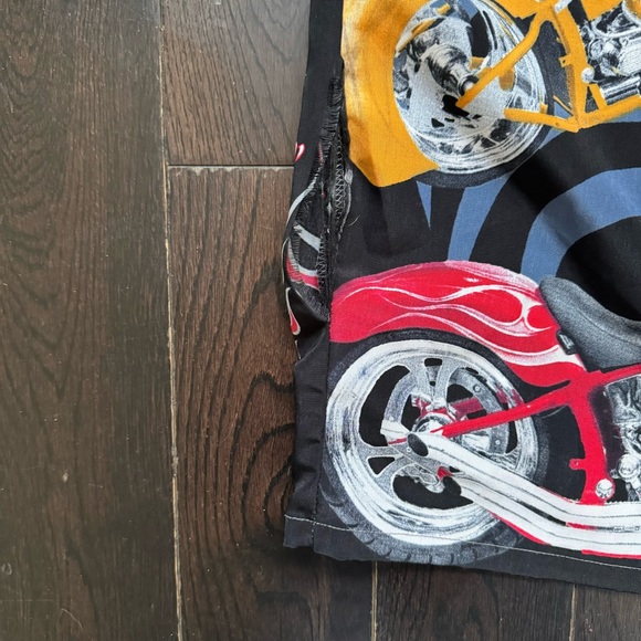 Vintage Y2K Orange County Ripped Motorcycle Camp Button Up Sz Large - Picture 3 of 8